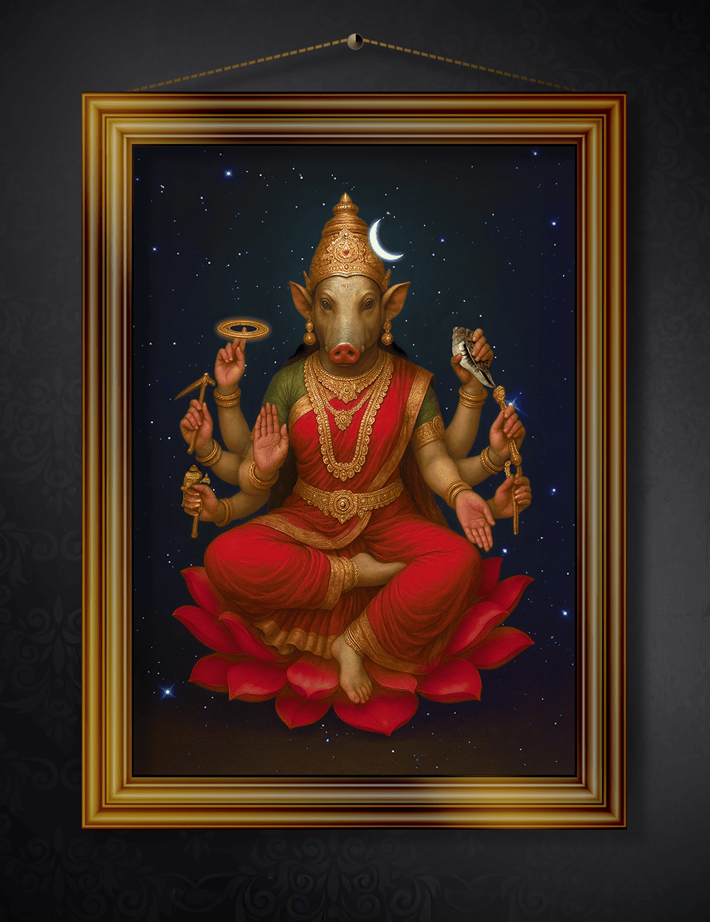 Goddess Varahi Digital Painting – Powerful Protector Artwork for Vastu Harmony & Prosperity - Image 1