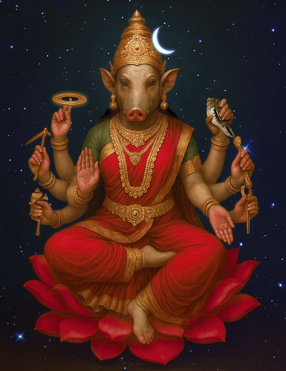 Goddess Varahi Digital Painting – Powerful Protector Artwork for Vastu Harmony & Prosperity - Image 2