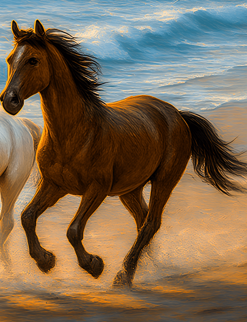 7 Horses with Rising Sun – Digital Vastu Artwork for Prosperity & Success (24x48inc) - Image 3