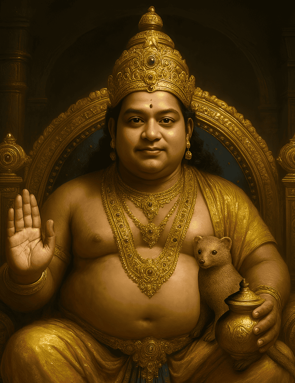 God Kubera Digital Painting – Wealth, Prosperity & Abundance | Vastu-Approved Wall Art for Home & Office - Image 3