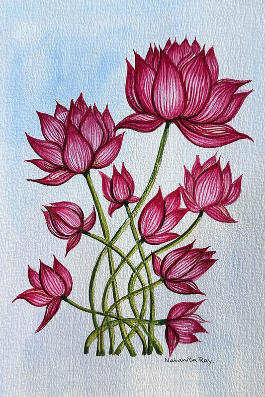 Lotus Small watercolor Painting (A5 Size) - Image 2