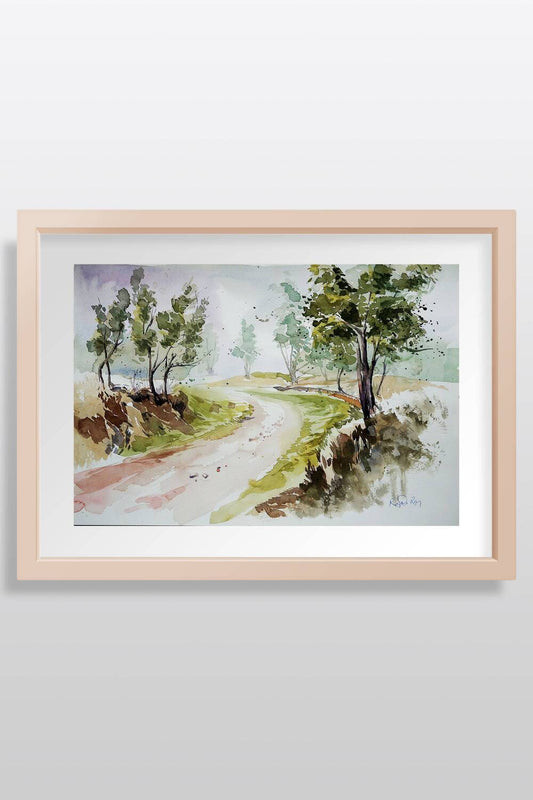 Road to village Watercolor Painting