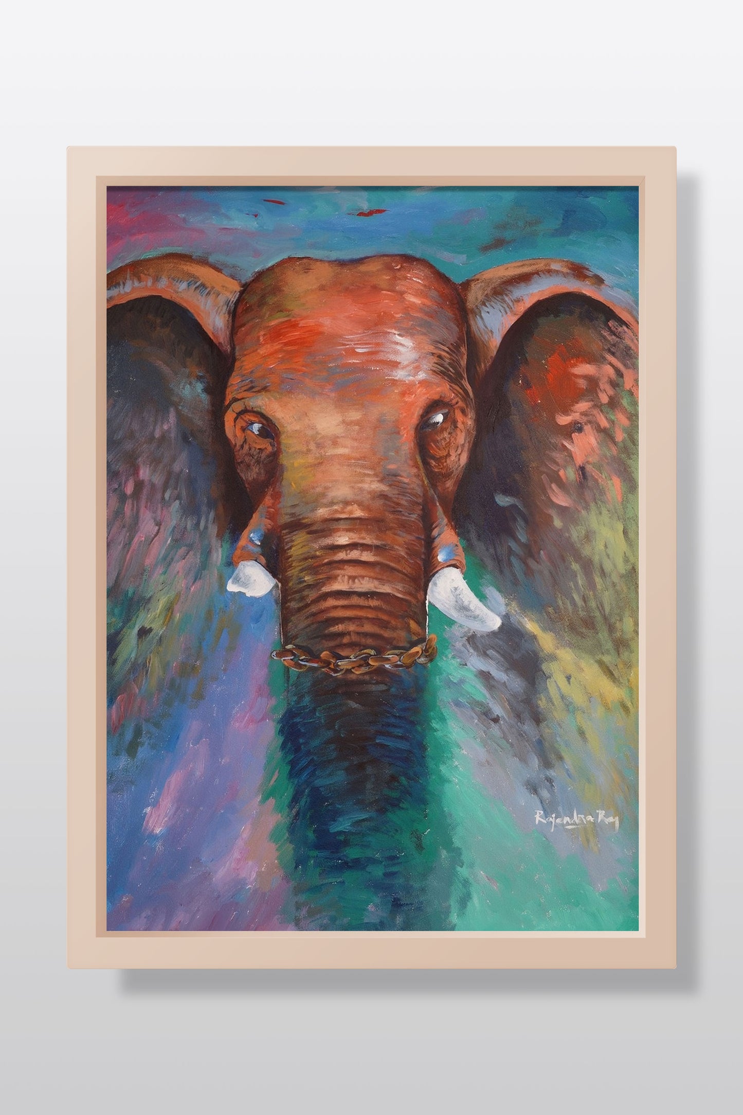 Elephant Painting “Pray” | Original Acrylic Artwork for Home Décor