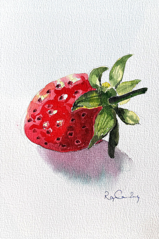 Strawberry Small watercolor Painting (A5 Size) - Image 2