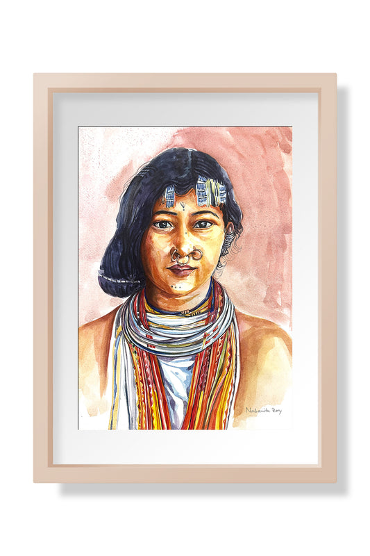 Tribal Woman Watercolor Painting - Image 1